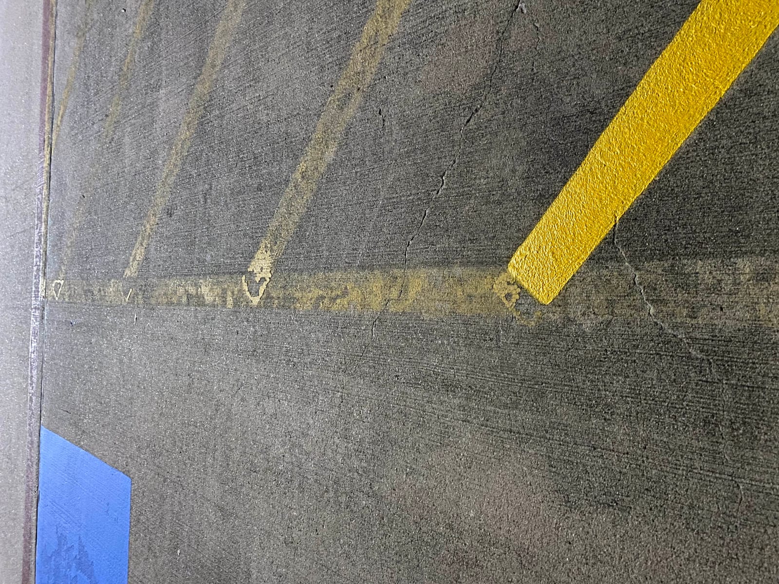 Fresh yellow parking lot striping on commercial property